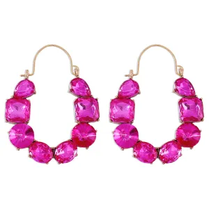 Rose Crystal & 18K Gold-Plated Geo Cluster Drop Earrings