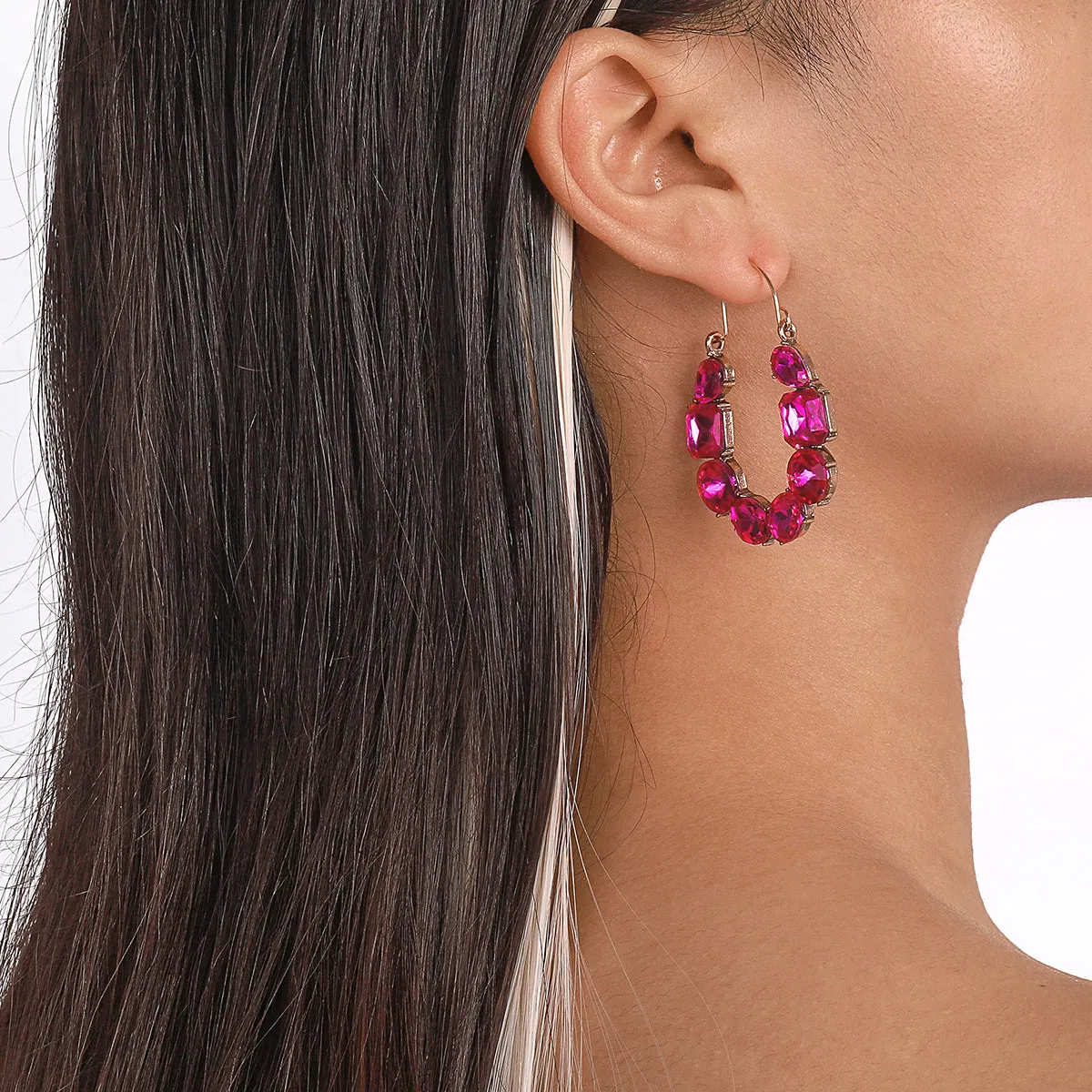 Rose Crystal & 18K Gold-Plated Geo Cluster Drop Earrings