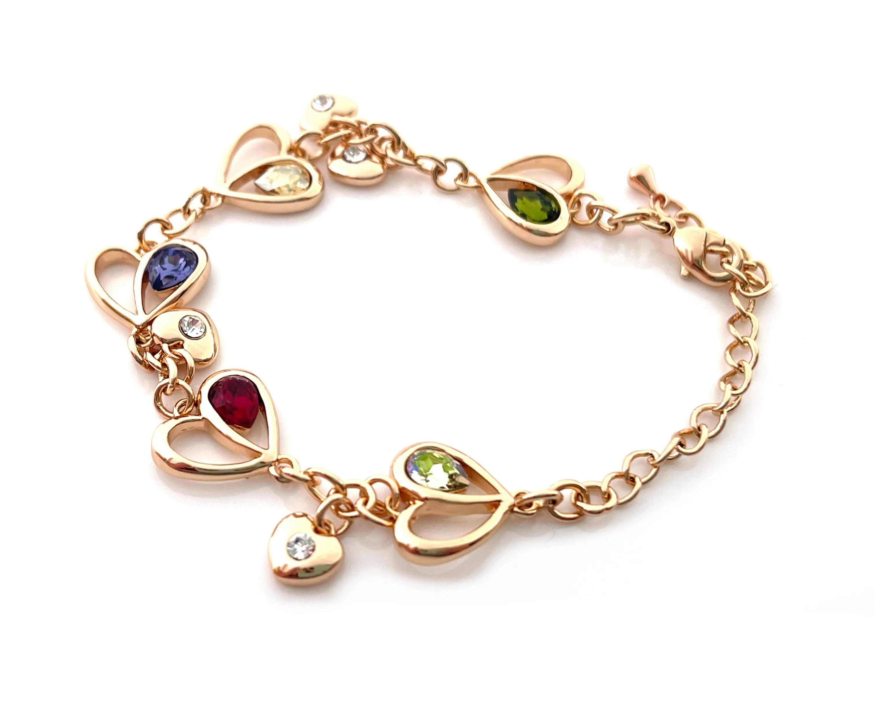 Rose Gold Heart Rhinestone Bracelet