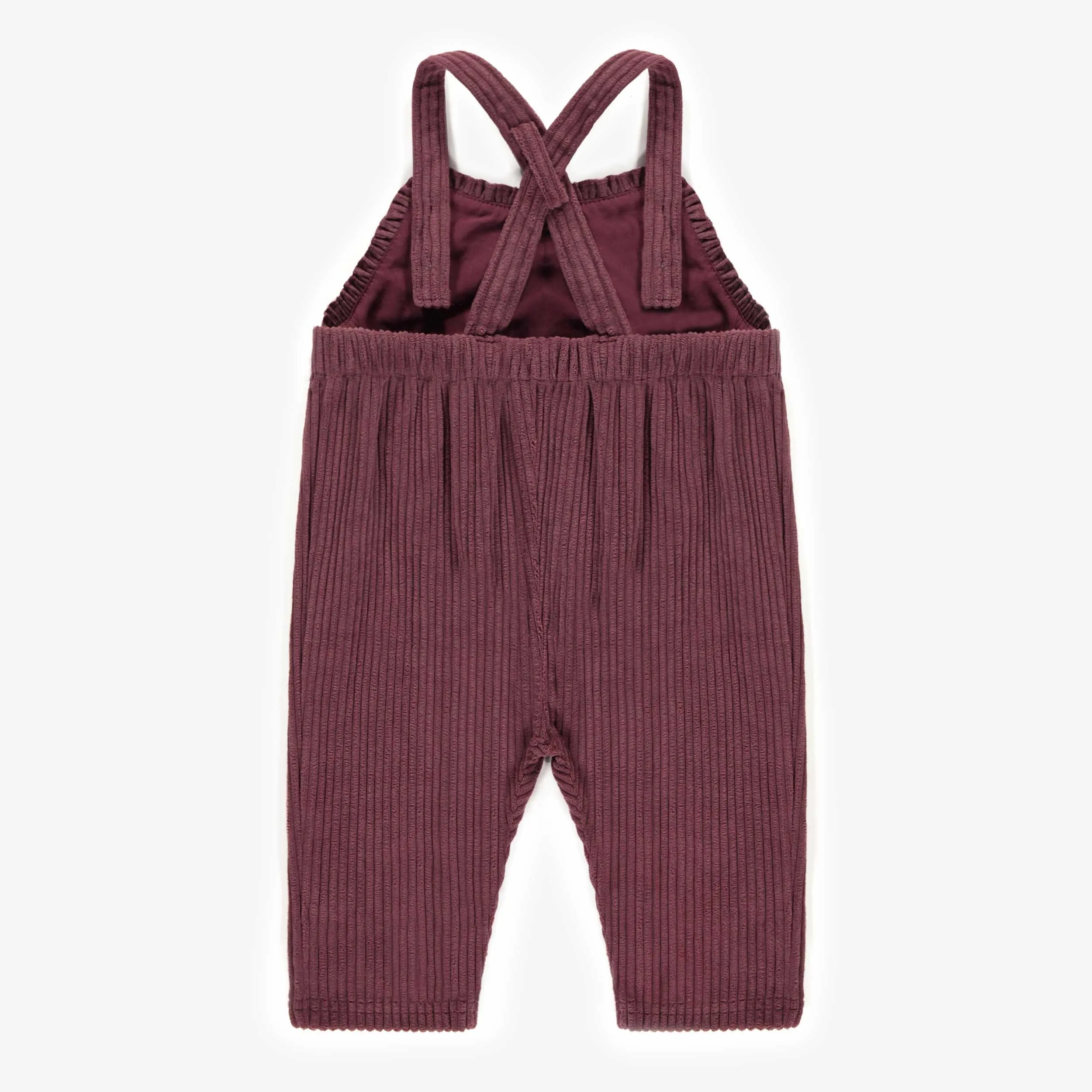 Salopette rose longue en velours côtelé, bébé || Long overall pink in ribbed velvet, baby