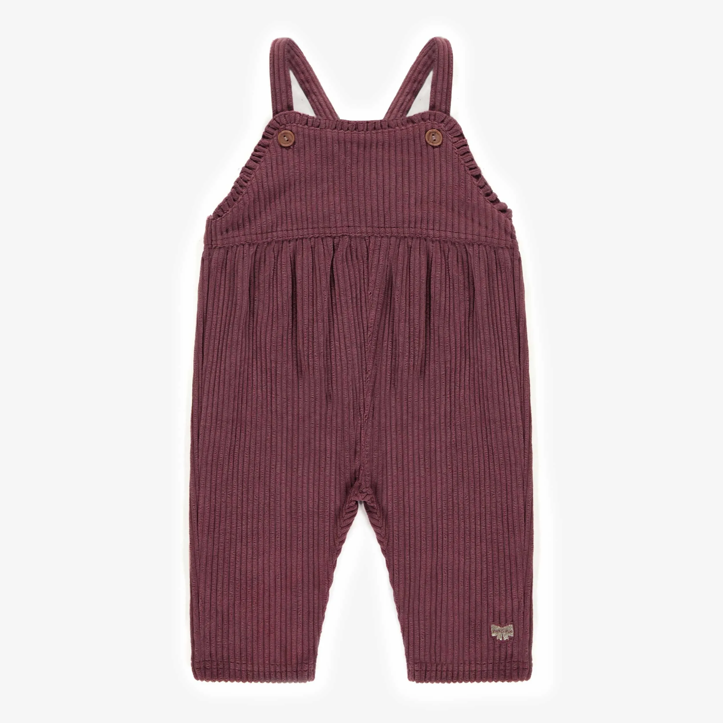 Salopette rose longue en velours côtelé, bébé || Long overall pink in ribbed velvet, baby