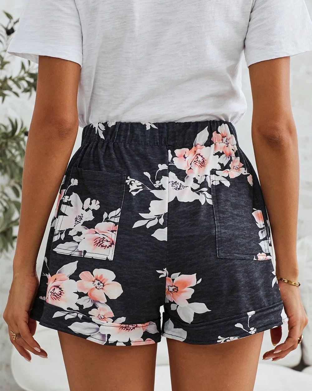 Secret Garden Tropical Print Tie-Front Shorts