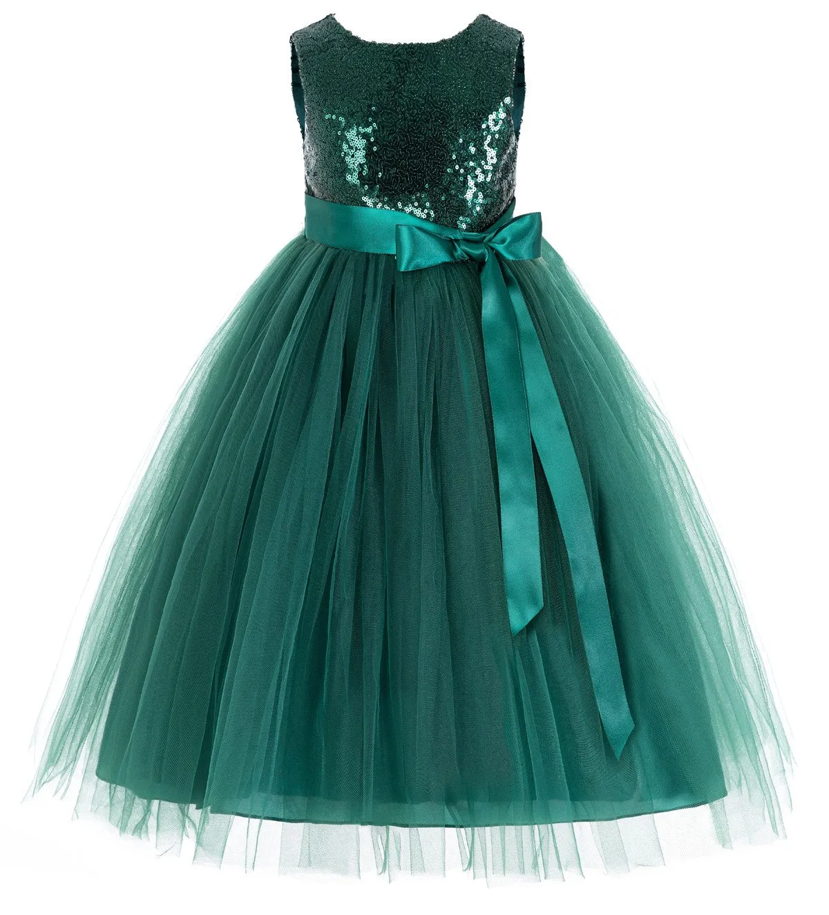 Sequins Heart Cutout Tulle Flower Girl Dress Junior Beauty Pageant Holiday Special Occasions 172seq(2)