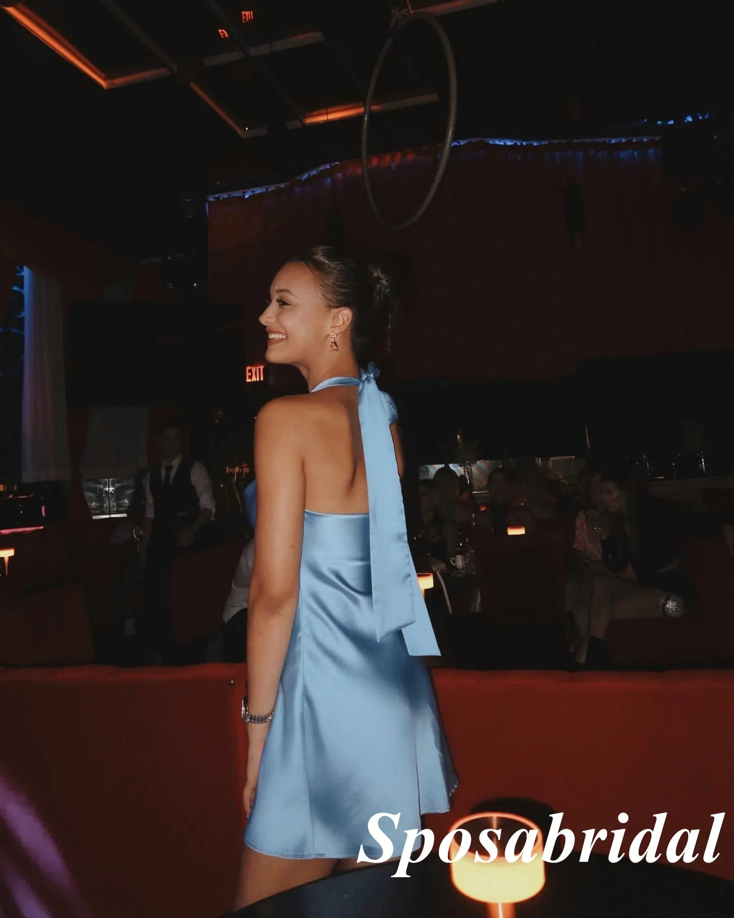 Sexy Soft Satin Halter A-Line Mini Dresses/ Homecoming Dresses, PD3594