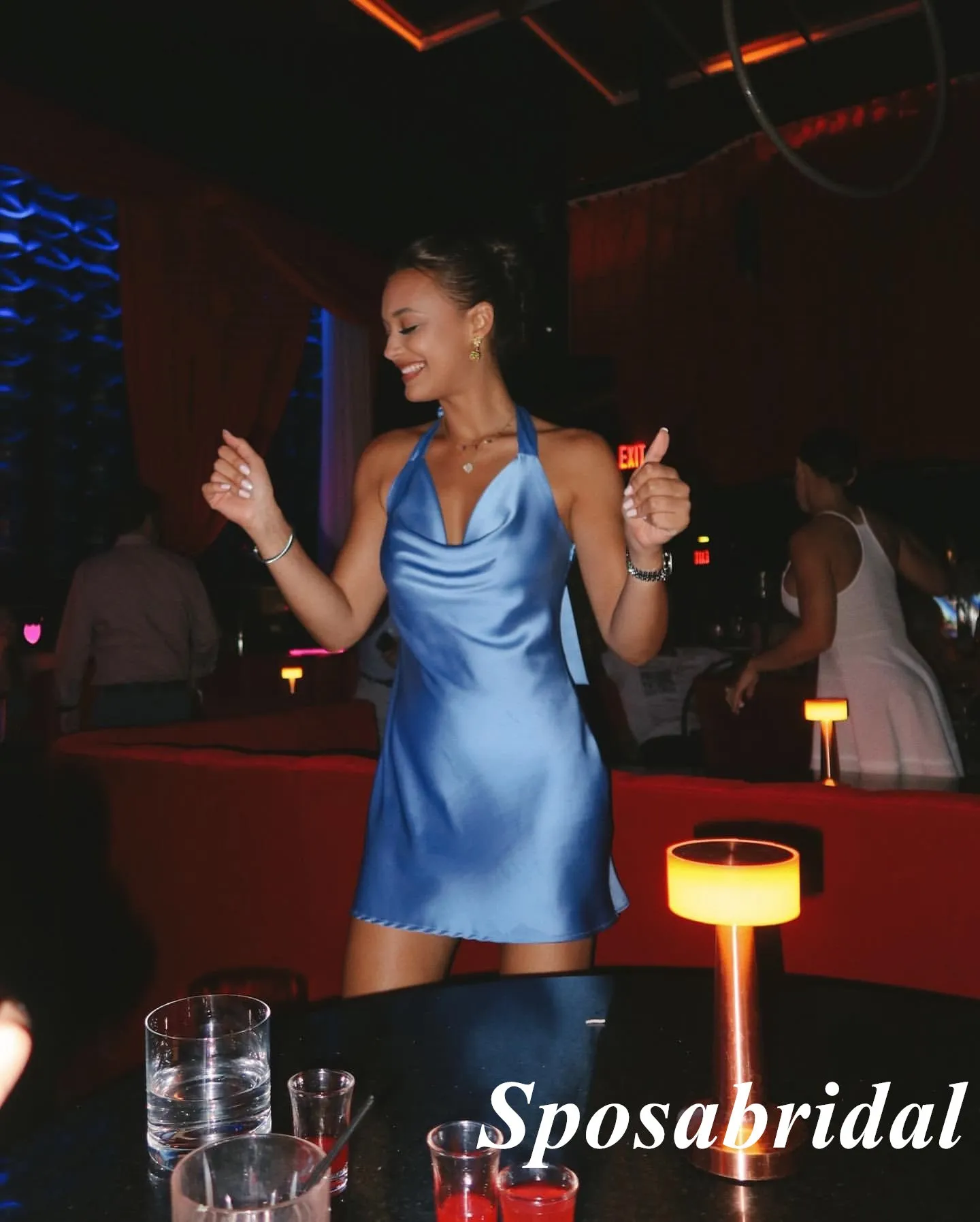 Sexy Soft Satin Halter A-Line Mini Dresses/ Homecoming Dresses, PD3594