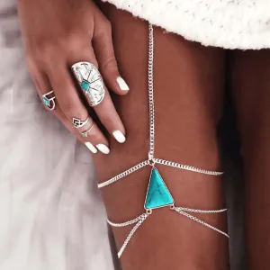 Sexy Threaded Triangular Turquoise Body Chain
