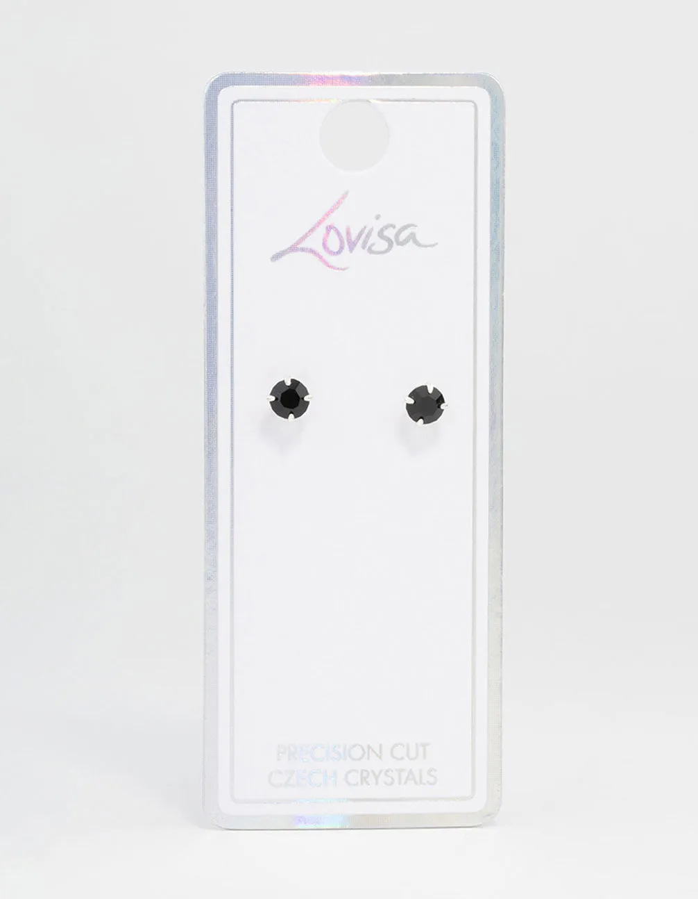 Silver Circular Black Bohemia Czech Crystal Stud Earrings 5 MM