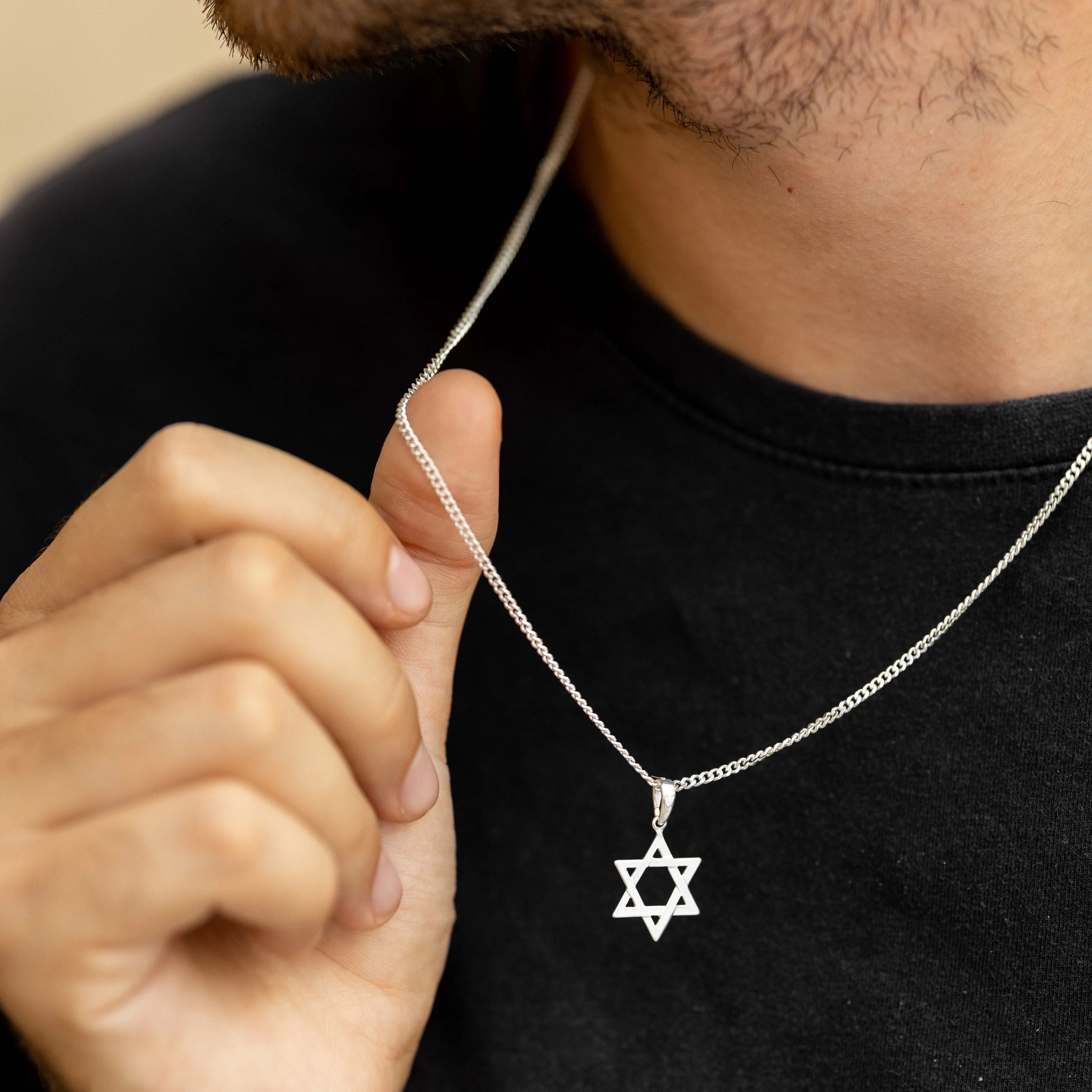 Silver Star of David Necklace