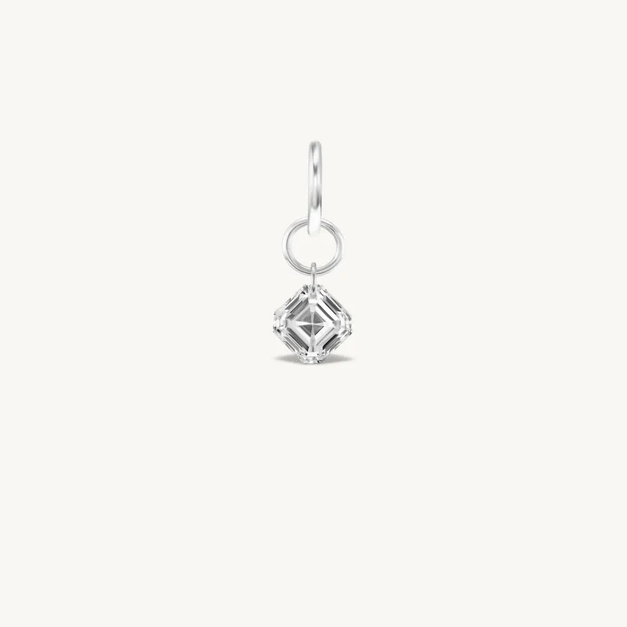 Small Asscher Pierced Diamond Charm for Chains