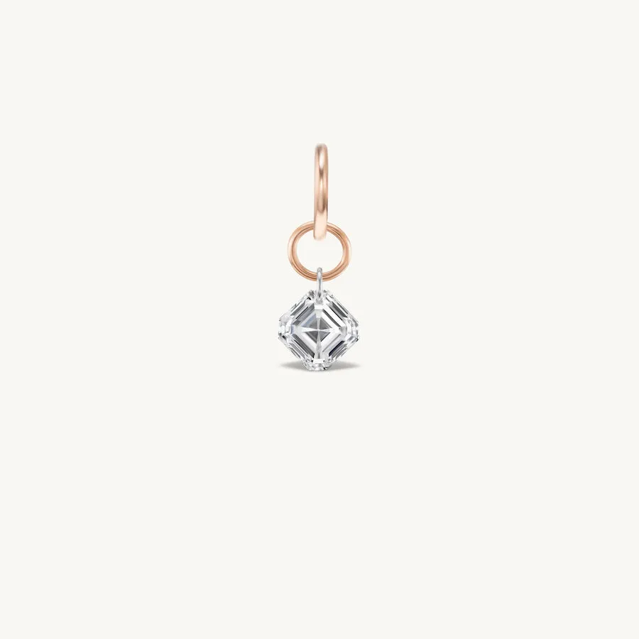 Small Asscher Pierced Diamond Charm for Chains