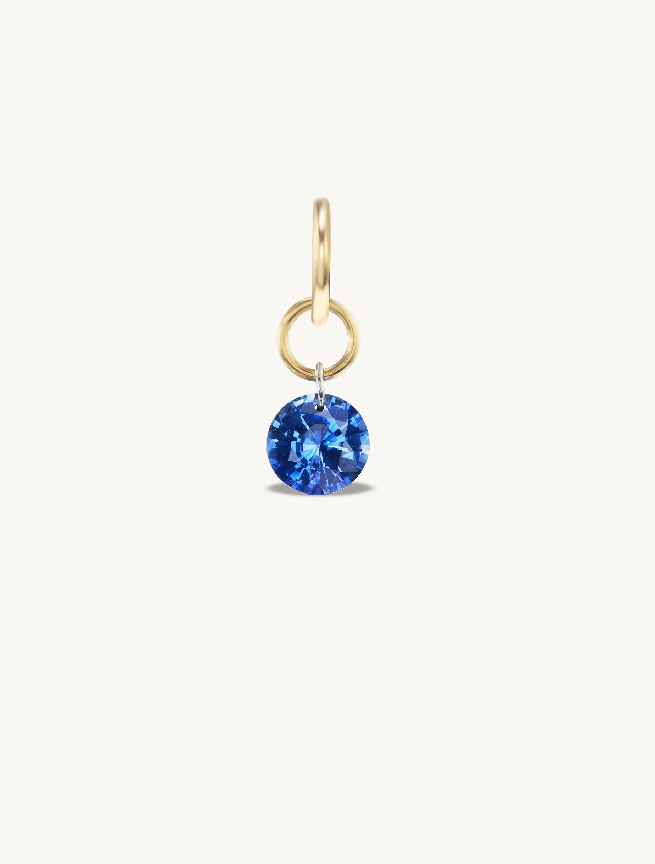 Small Round Pierced Blue Sapphire Charm for Chains