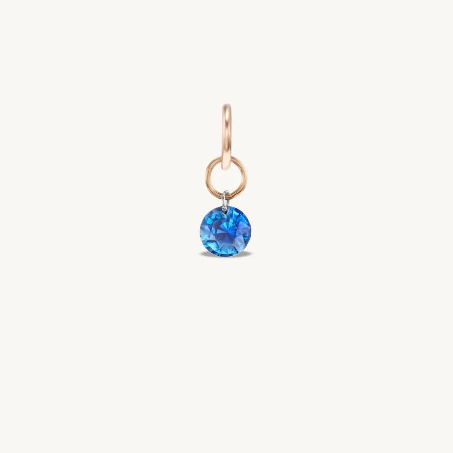 Small Round Pierced Blue Sapphire Charm for Chains