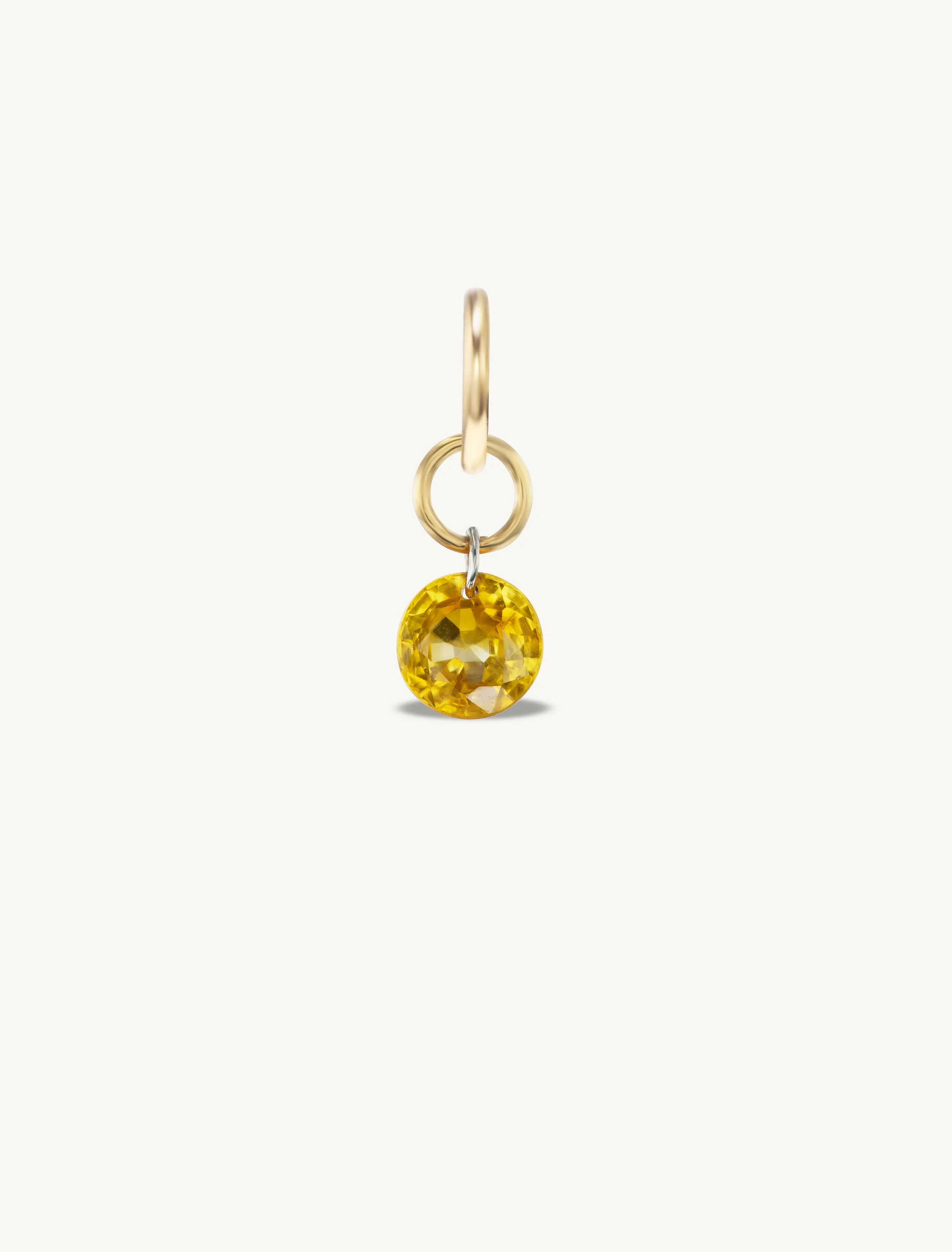 Small Round Pierced Dark Yellow Sapphire Charm for Chains