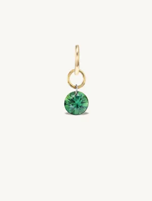 Small Round Pierced Green Sapphire Charm for Chains