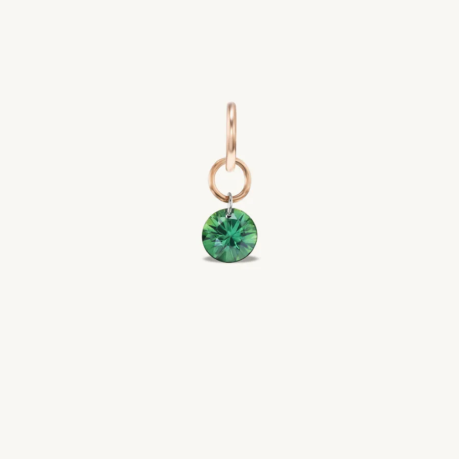 Small Round Pierced Green Sapphire Charm for Chains