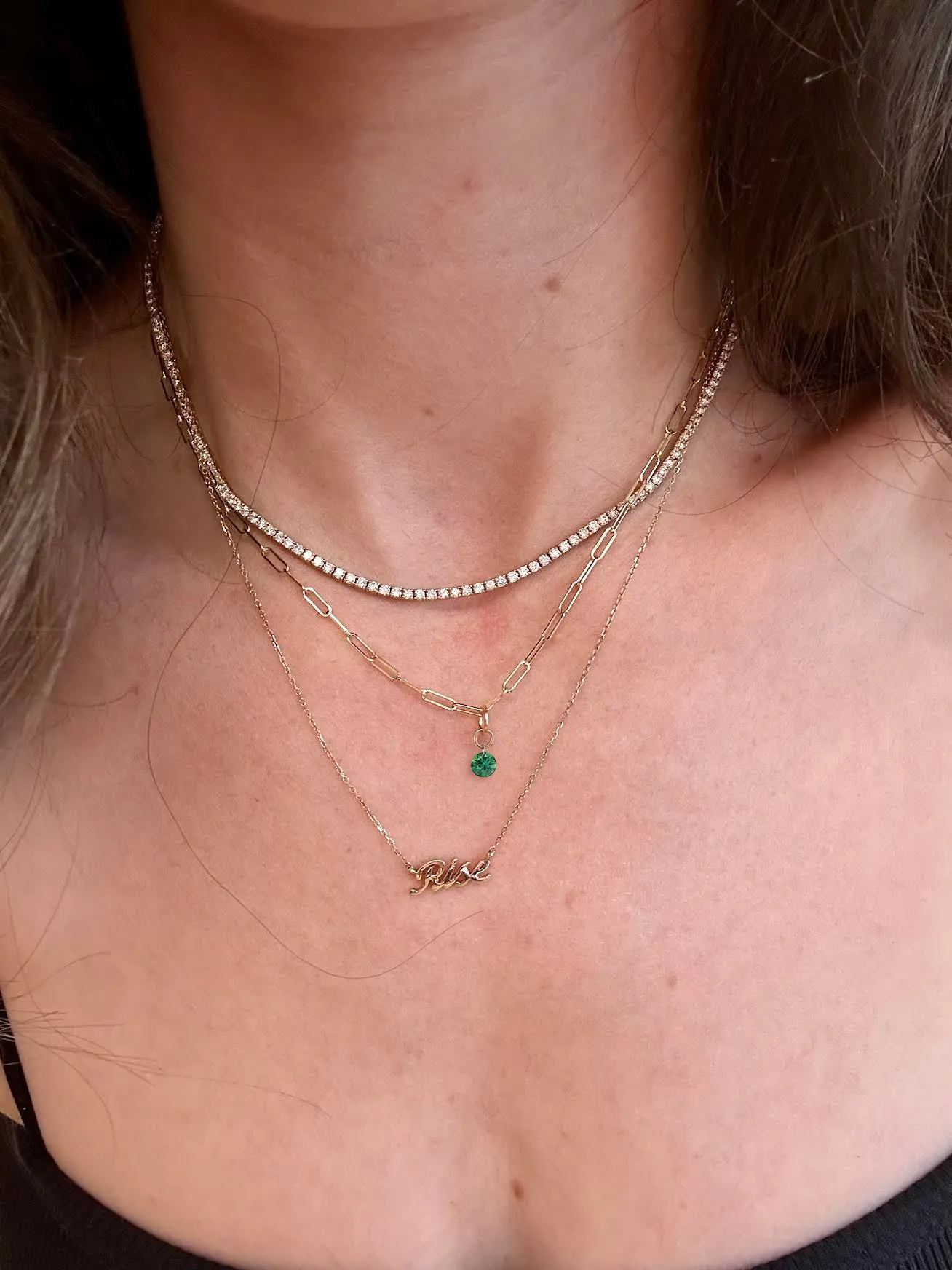 Small Round Pierced Green Sapphire Charm for Chains