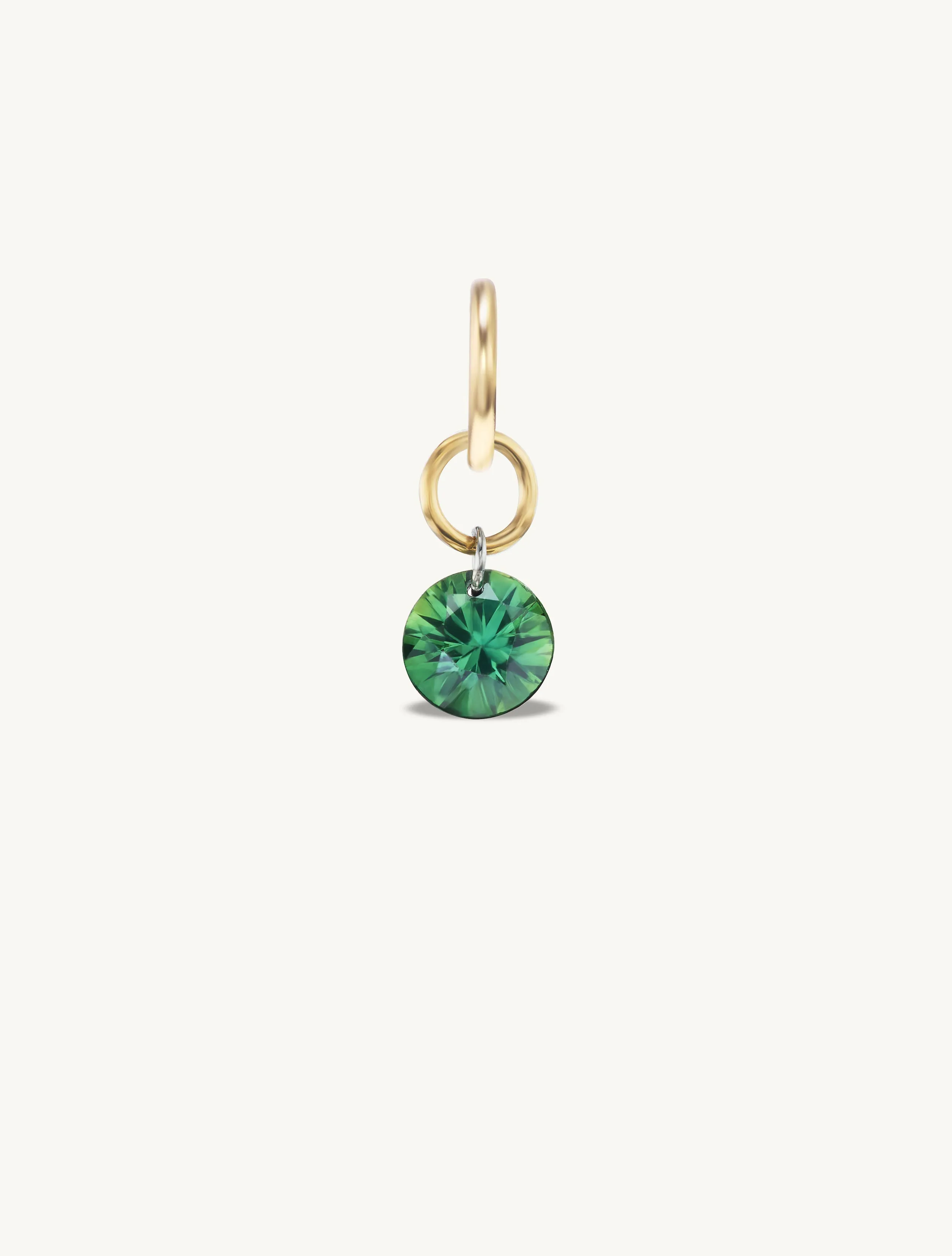 Small Round Pierced Green Sapphire Charm for Chains