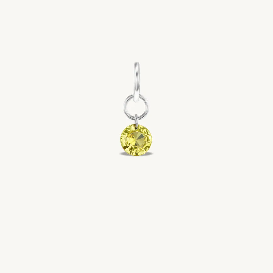 Small Round Pierced Light Yellow Sapphire Charm for Chains