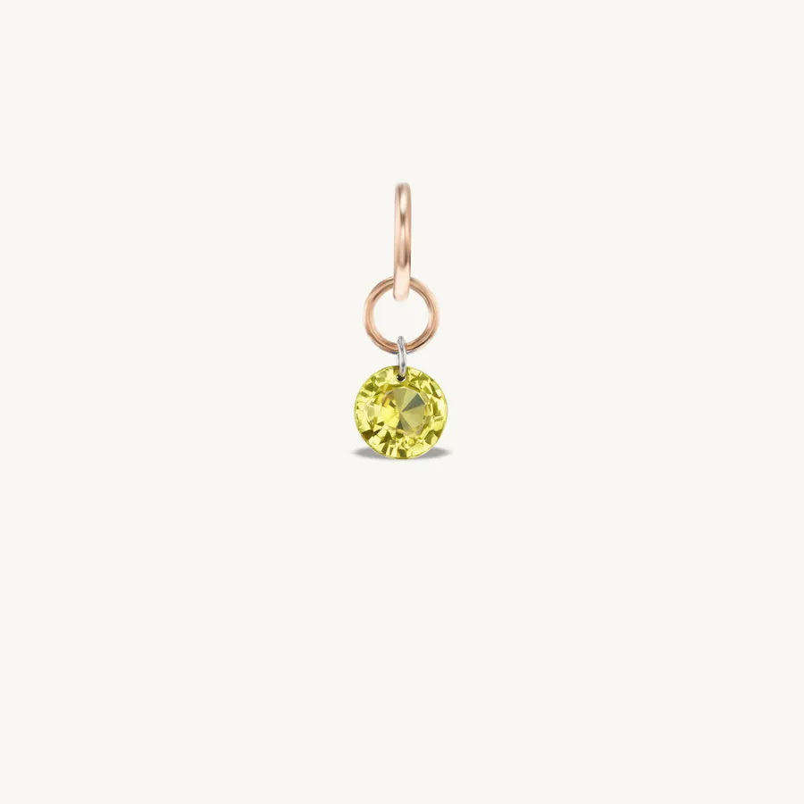 Small Round Pierced Light Yellow Sapphire Charm for Chains