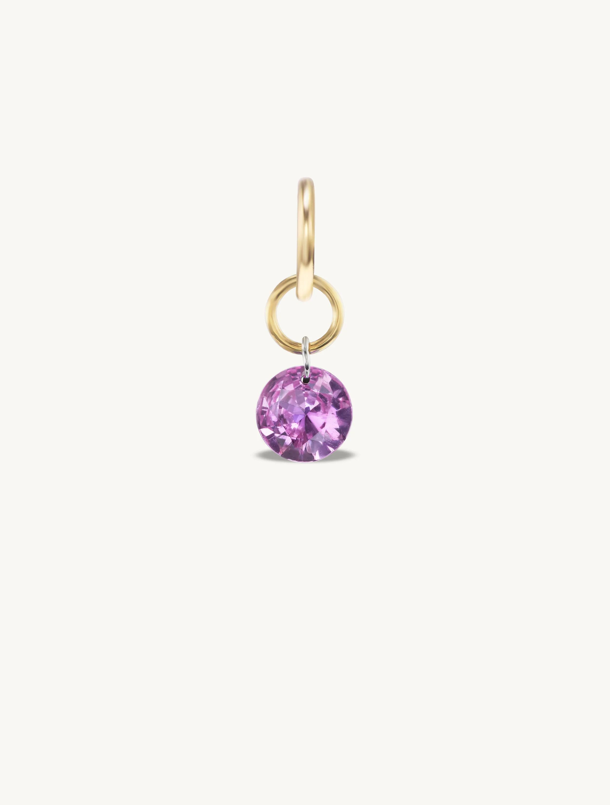 Small Round Pierced Pink Sapphire Charm for Chains