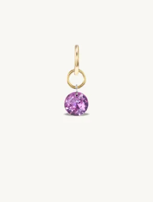Small Round Pierced Pink Sapphire Charm for Chains