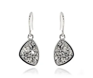 Small Trillion Platinum Druzy Earrings