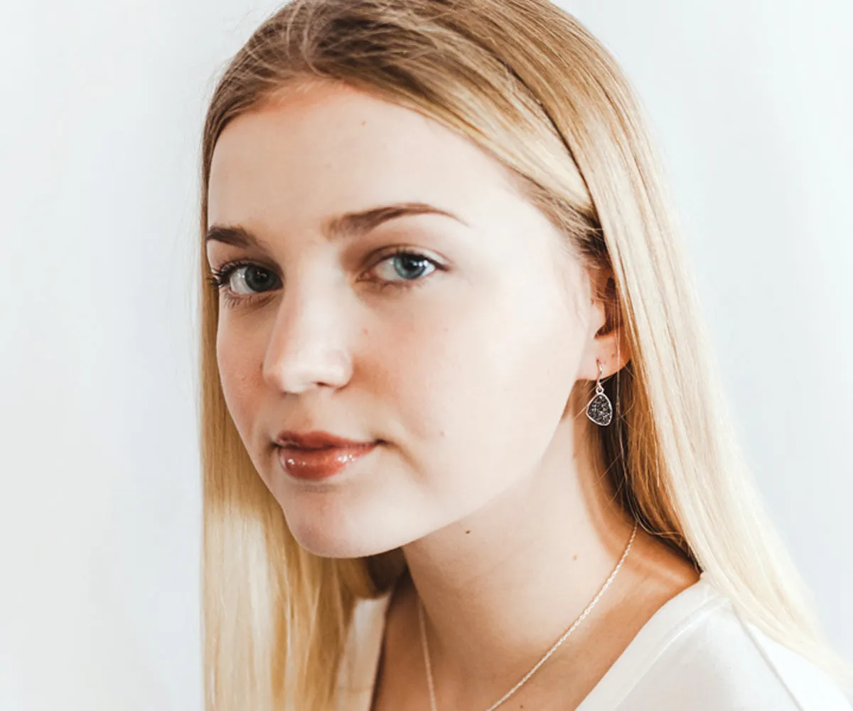 Small Trillion Platinum Druzy Earrings