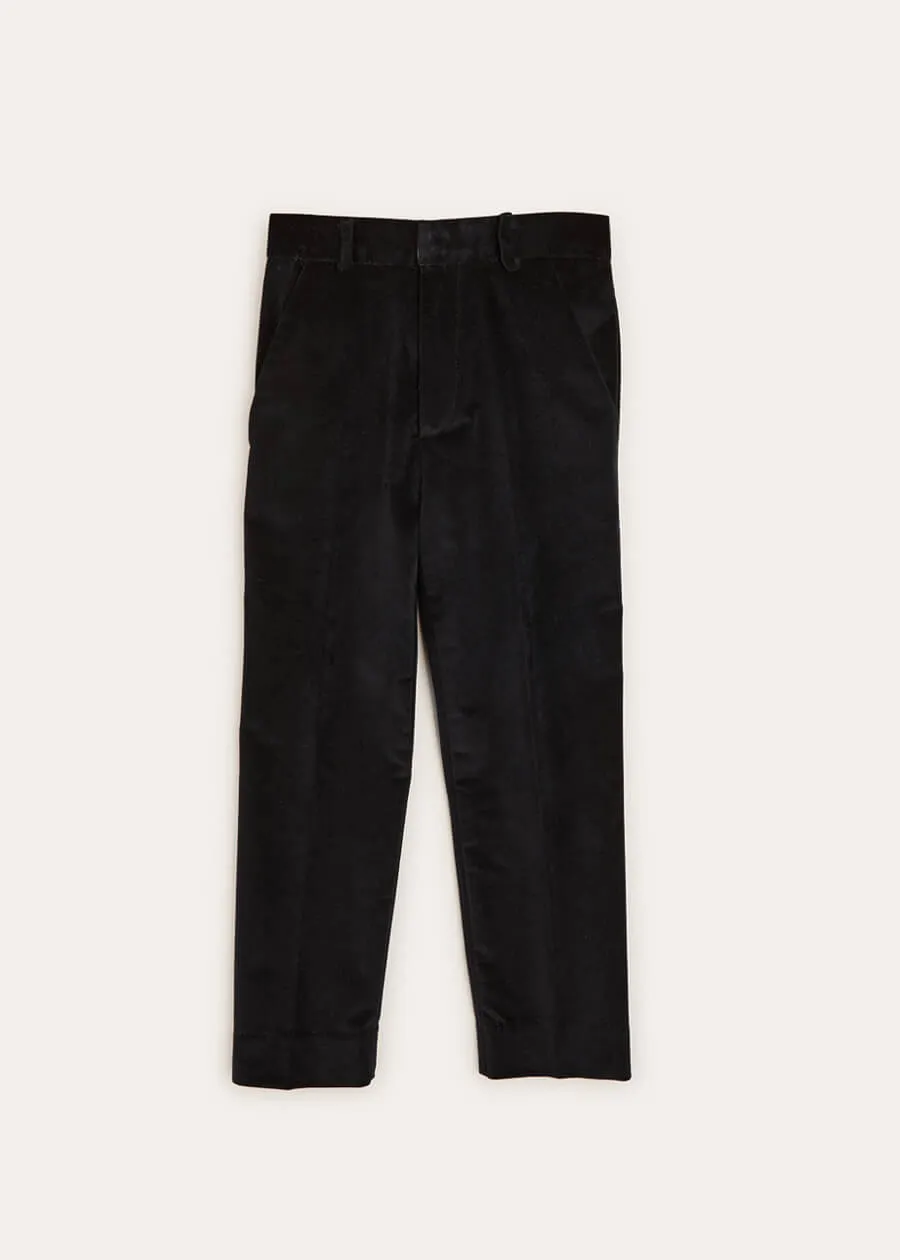 Smart Velvet Trousers In Black (4-10yrs)