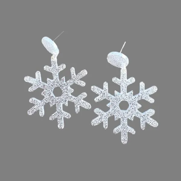 Snowflake Earrings - Silver Glitter