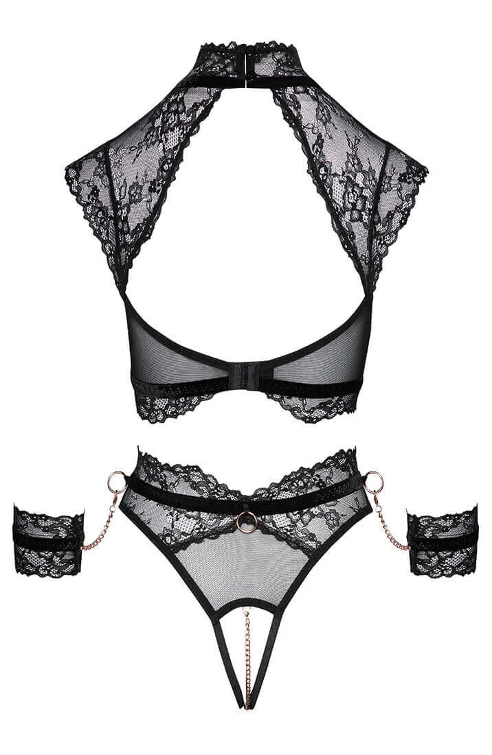 Soft bondage lace lingerie set with restraints - No Control