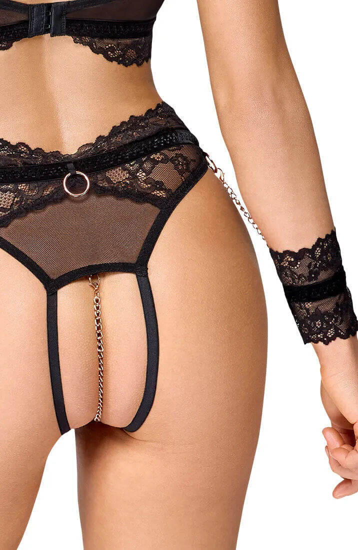 Soft bondage lace lingerie set with restraints - No Control