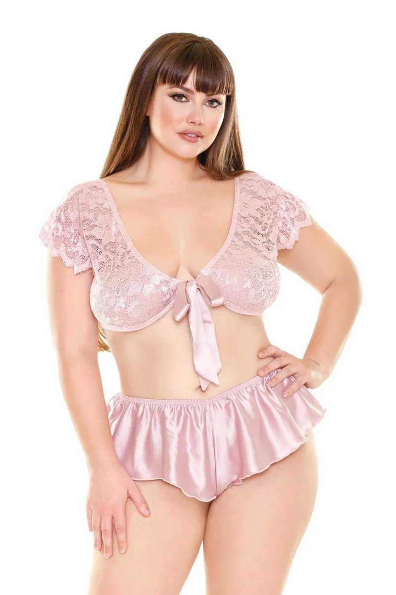 Soft Pink Lace Lingerie Set