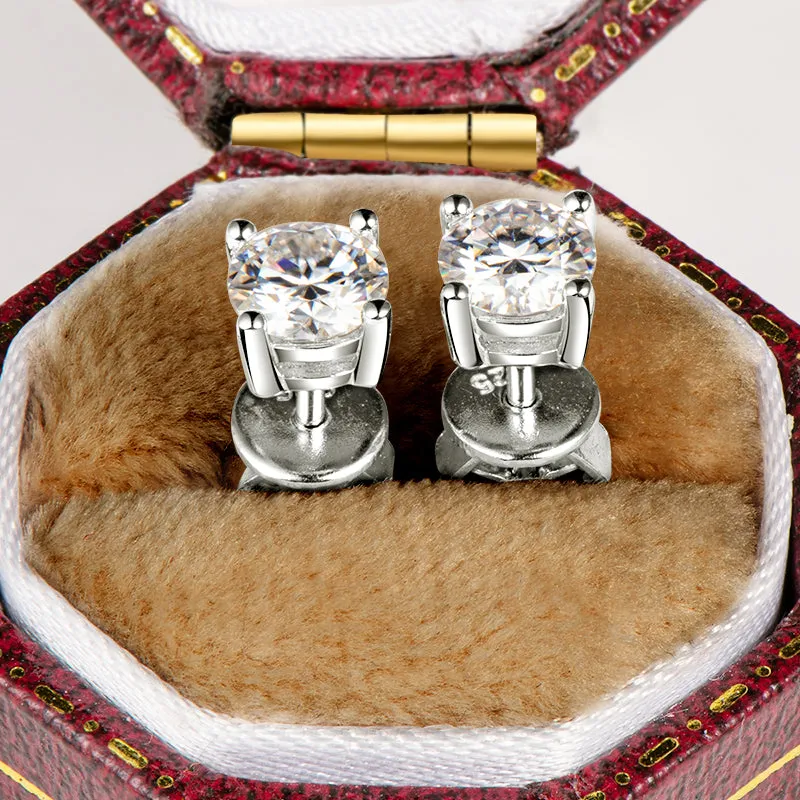 Solitaire Round Sparkling 5mm Moissanite Stud Earrings