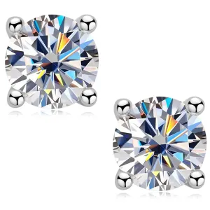 Solitaire Round Sparkling 5mm Moissanite Stud Earrings