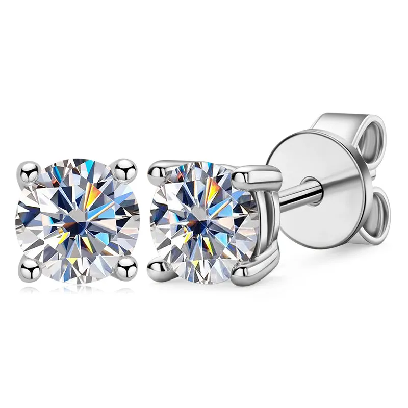 Solitaire Round Sparkling 5mm Moissanite Stud Earrings