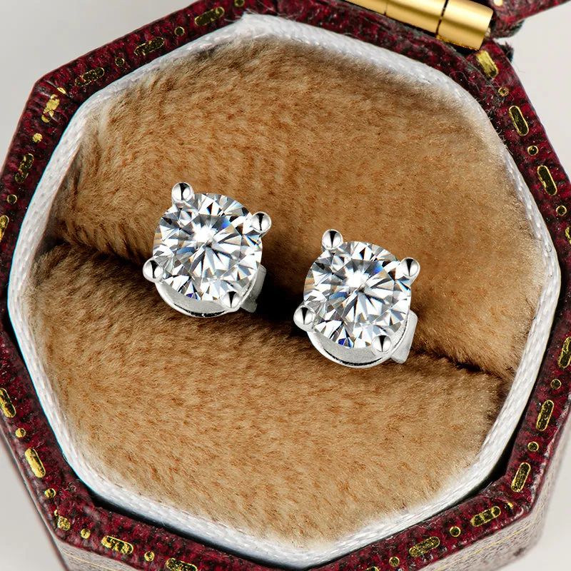 Solitaire Round Sparkling 5mm Moissanite Stud Earrings