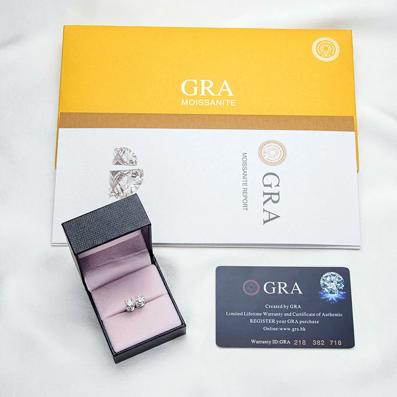 Solitaire Round Sparkling 5mm Moissanite Stud Earrings
