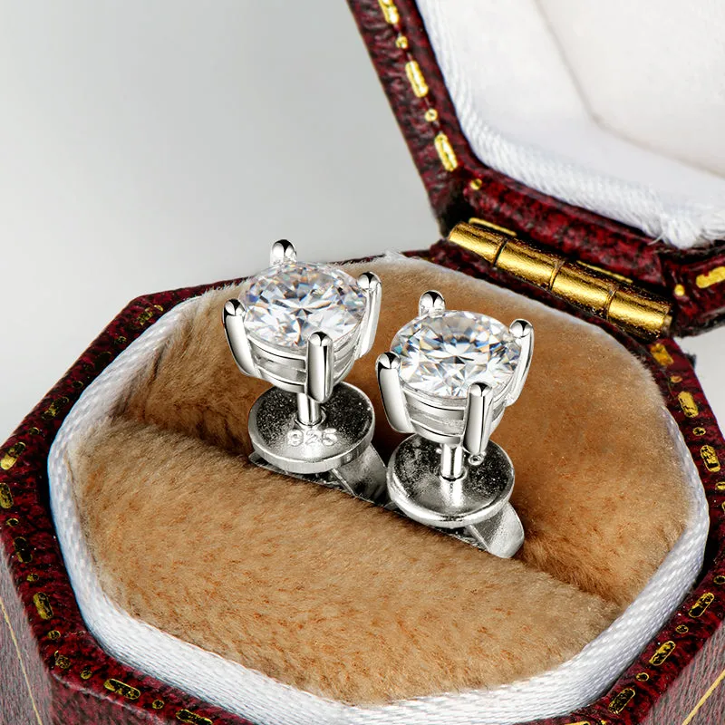 Solitaire Round Sparkling 5mm Moissanite Stud Earrings