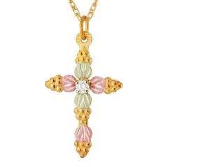 Sparkling Diamond Cross - Black Hills Gold Pendant