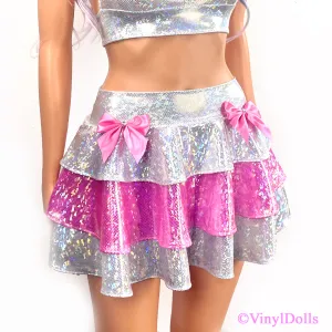 Sparkling White Pink Lolita Skirt