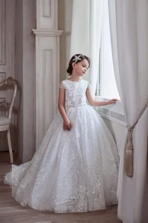 Sparkly Tulle Ballgown Dress with Train