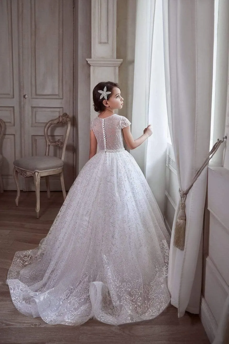 Sparkly Tulle Ballgown Dress with Train