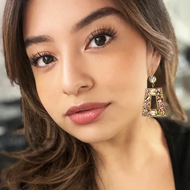 spring statement peach drop earrings