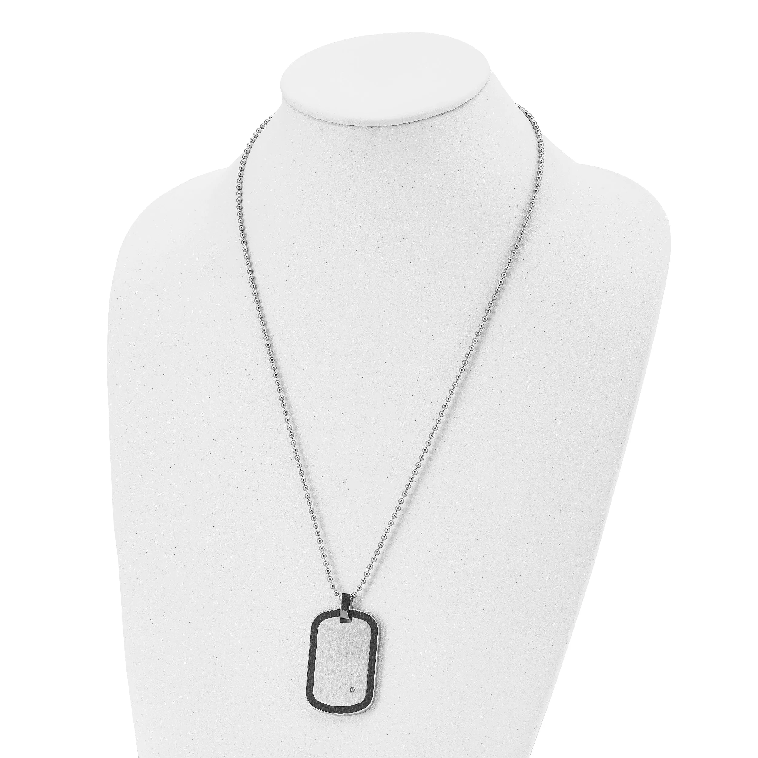 Stainless Steel Carbon Fiber Diamond Dog Tag Chain