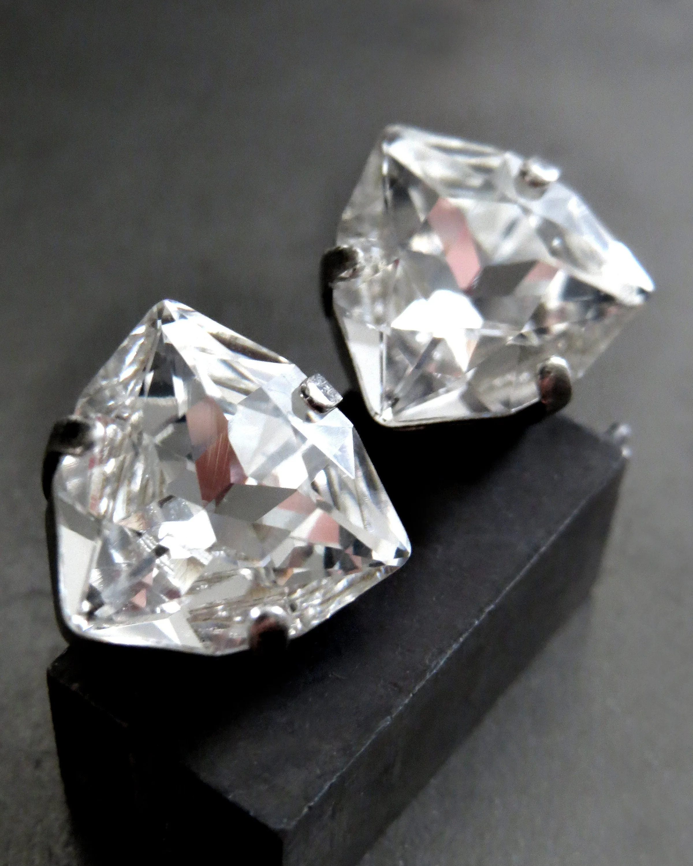 STAR DUST - Large Trilliant Clear Crystal Stud Earrings, 2 Sizes