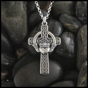 Sterling Silver Claddagh Celtic Cross Pendant