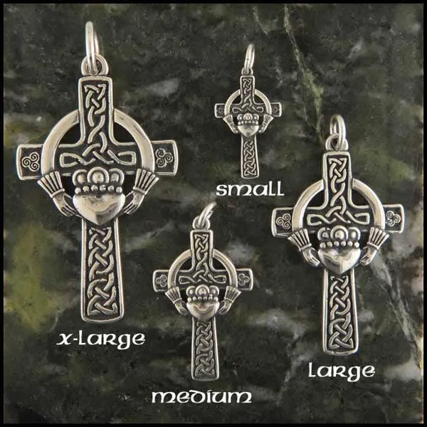 Sterling Silver Claddagh Celtic Cross Pendant