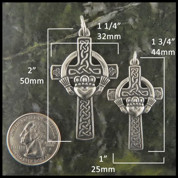Sterling Silver Claddagh Celtic Cross Pendant