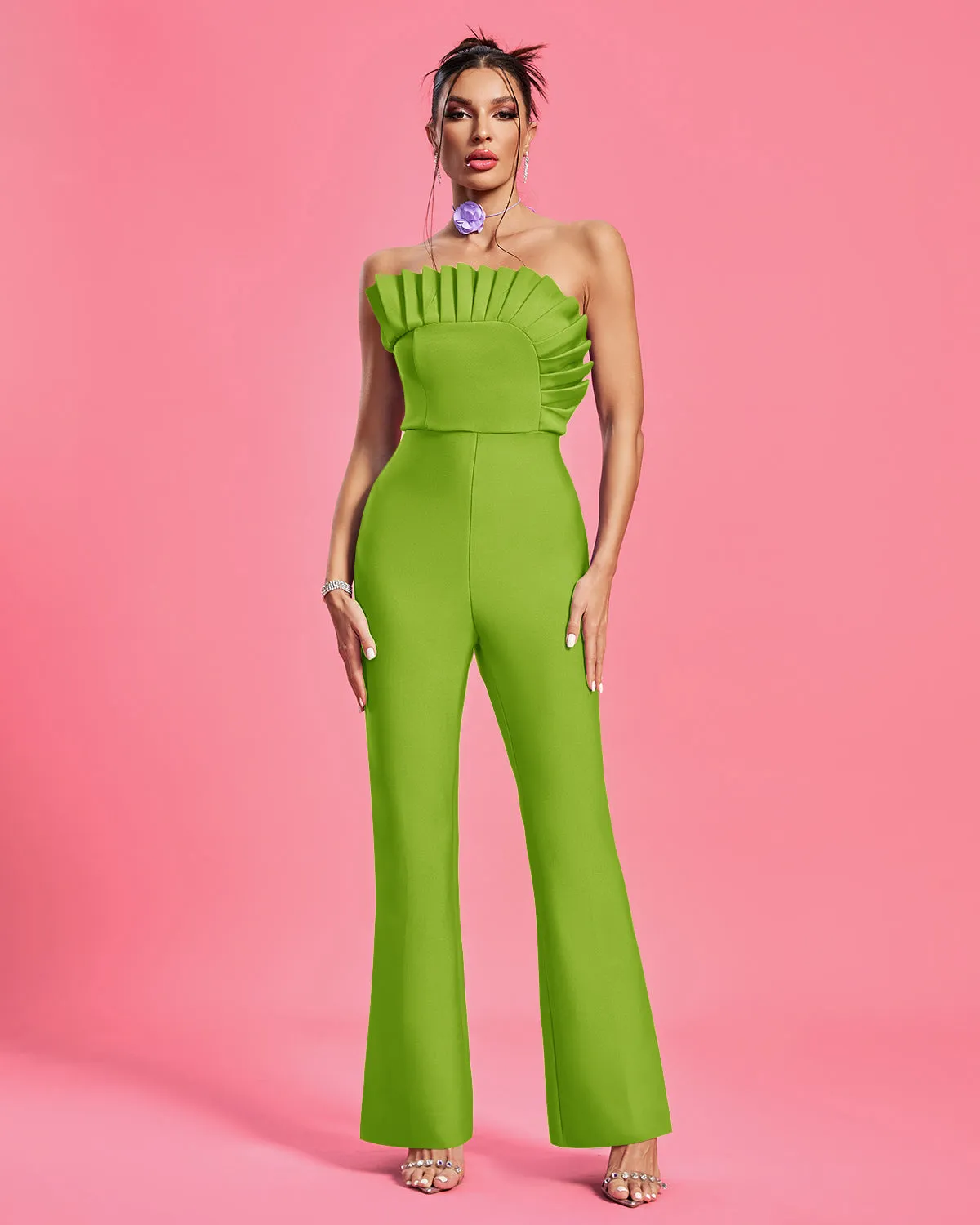 Strapless Pleated Bandage Jumpsuit