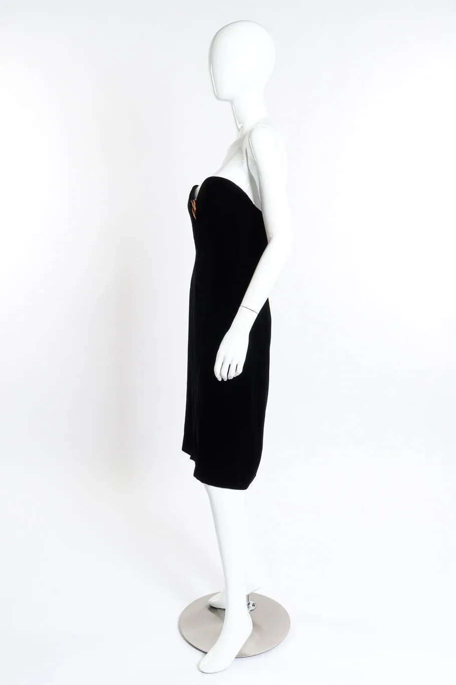Strapless Velvet & Leopard Cutout Dress